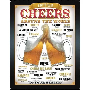 Plechová cedule Plechová cedule Cheers Around the World 40 cm x 32 cm