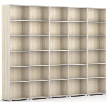 Knihovna B2B Partner Knihovna SILVER LINE, 5 sloupců, 2230 x 3000 x 400 mm, dub přírodní