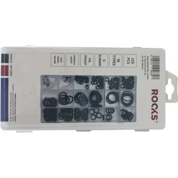 SADA GUMOVÝCH O-KROUŽKŮ 18 DRUHŮ, 225 KS, 3-25 MM ROOKS
