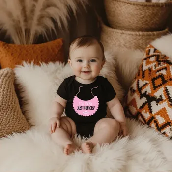 Body NOT ANGRY, JUST HUNGRY - RŮŽOVÁ Barva: Černá, Velikost: 62-68 (3-6 měsíců)