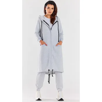 Dámská mikina Dlouhá mikina s kapucí M278 Barva: Šedá, Velikost: S/M