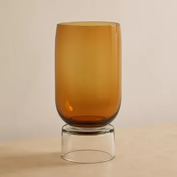 Váza Hübsch – Skleněná váza pohárová, jantarová, 32 cm