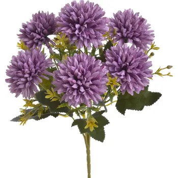 umělá květina Kytice chryzantém 7 ks - fialová