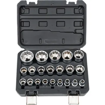 Ruční nářadí Matabro MB-SOC01, Sada dvanáctihranných hlavic 8-36 mm 1/2" CR-V, 21 ks