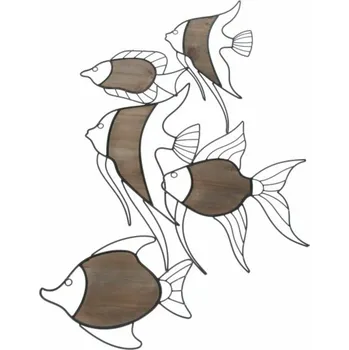 Casa de Engel Home Nástěnná dekorace - ryby (kov, dřevo), 0/6 Fialová UNI (2780903)