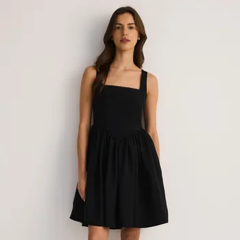 Dámské šaty Reserved - Mini šaty z lněné směsi - černý - 555EI-99X - 555EI-99X-M