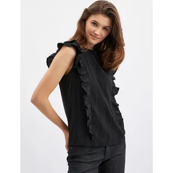 Dámské tričko Orsay Dámské Černé dámské tričko s volánem ORSAY Černá S (2231243)