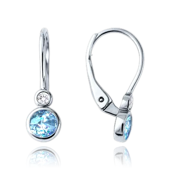 Náušnice Olivie MINET Dětské zlaté náušnice z bílého zlata s bílými a světle modrými zirkony Au 585/1000