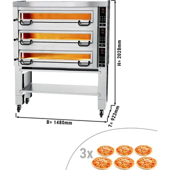 Pec na pizzu G.Gastro Pizza pec Power s digestoří & podstavcem - 6+6+6 Ø 34 cm