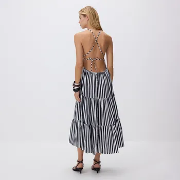 Dámské šaty Reserved - Bavlněné maxi šaty - tmavomodrá - 551HV-59X - 551HV-59X-M