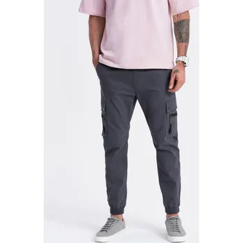Pánské kalhoty Ombre Clothing Pánské Tmavě šedé pánské cargo jogger kalhoty Ombre Clothing Šedá 36/32 (2377133)