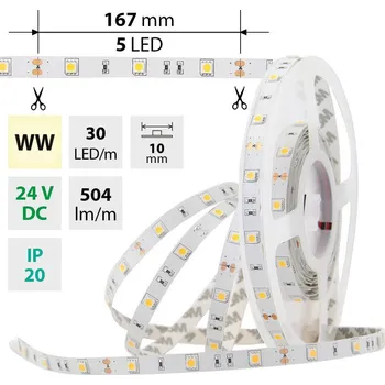 LED páska McLED ML-126.579.60.2 LED pásek SMD5050 teple bílý, 30LED/m, IP20, DC 24V, 10mm, 50m