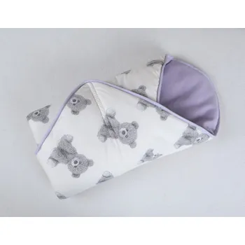 Zavinovačka Rychlozavinovačka z dutého vlákna - šedý medvídek/fialový fleece