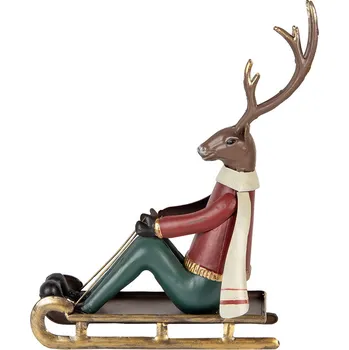 Bytová dekorace Clayre & Eef - Dekorativní figurka jelena na saních 6Y5834