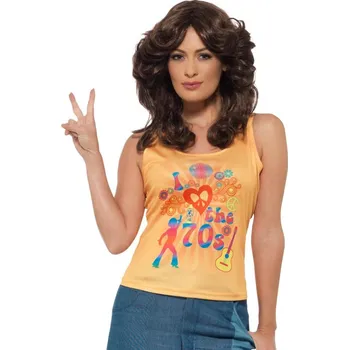 Karnevalový kostým Smiffys.com Tílko - Hipís, dámské 47399S