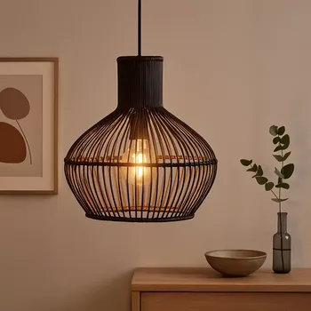 Dekorativní svítidlo BePureHome – Závěsná lampa Asia z černého bambusu