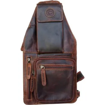 Kožený baťůžek Pedro na nošení přes rameno z pevné kůže s látkovou podšívkou