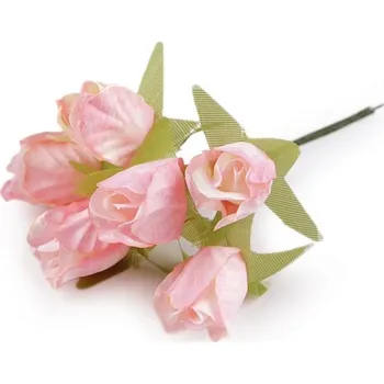 umělá květina Umělá růže na drátku - 2 růžová nejsv.