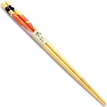 Příbor RED SAMURAI Jídelní hůlky s motivem gejši v oranžovém kimonu – dřevěné, tradiční dekor