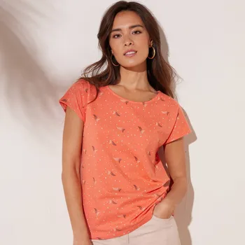 Dámské tričko Tričko s potiskem peříček korálová 54