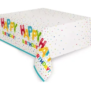 Party dekorace Plastový ubrus Happy Birthday s balónky 137 × 213 cm