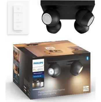 Nástěnné svítidlo Philips HUE Hue WA Buckram bodové LED svítidlo 4x GU10 5W 350lm 2200-6500K IP20, černé + ovladač