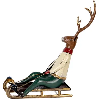 Bytová dekorace Clayre & Eef - Dekorativní figurka jelena na saních 6Y5835