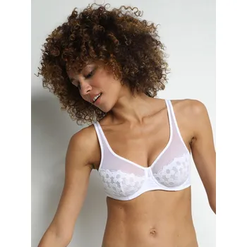 Podprsenka DIM Dámské Bílá dámská krajková podprsenka Dim GENEROUS BRODERIE UNDERWIRE BRA Bílá 80B (2612082)