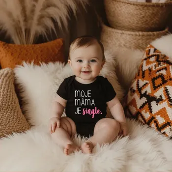 Body MOJE MÁMA JE SINGLE - RŮŽOVÁ Barva: Černá, Velikost: 68-80 (6-12 měsíců)
