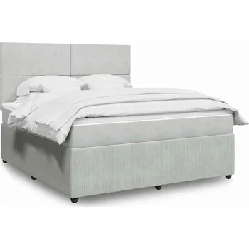 Postel vidaXL Box spring postel s matrací 180x200 cm samet [3292401] Barva: světle šedá