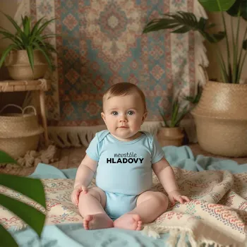 Kojenecký body Body NEUSTÁLE HLADOVÝ Barva: Modrá, Velikost: 62 (0-3 měsíců)