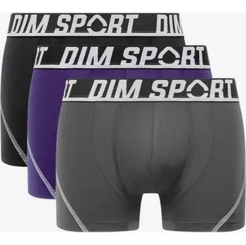 Boxerky DIM Pánské Sada tří sportovních boxerek v šedé, modré a černé barvě DIM SPORT MICROFIBRE BOXER 3x Šedá M (2668766)