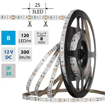 LED páska McLED ML-121.836.60.0 LED pásek SMD2835 B, 120LED/m, 9,6W/m, DC 12V, 300lm/m, IP20, 8mm, 5m