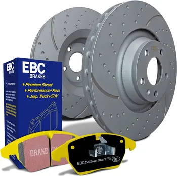 Brzdový komplet EBC sada brzd PD13KR | destičky Yellowstuff & koutouče TurboGroove zadní PD13KR382
