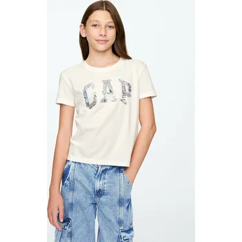 Dívčí tričko GAP Dívčí Dětské tričko s flitrovým logem GAP Bílá 116/122 (2574505)