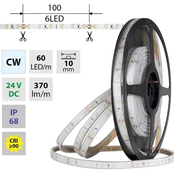 LED páska McLED ML-126.857.60.0 LED pásek SMD2835 CW, 60LED/m, 4,8W/m, DC 24V, 370lm/m, CRI90, IP68, 10mm,
