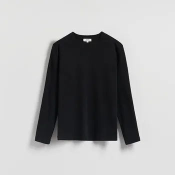 Reserved - Bavlněné tričko s dlouhými rukávy - černý - 435GQ-99X - 435GQ-99X-S