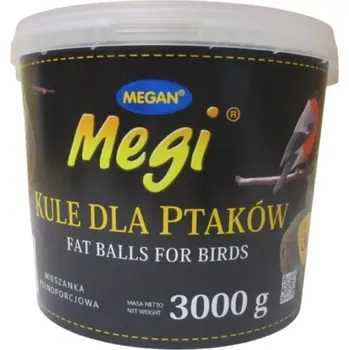 Krmivo pro ptáka Megan lojové koule 100g x30ks - kbelík