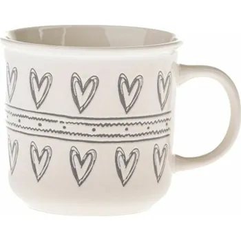 Casa de Engel Home Keramický hrnek se srdci, bílý se šedou, 450ml, 6/36 Fialová UNI (2803873)
