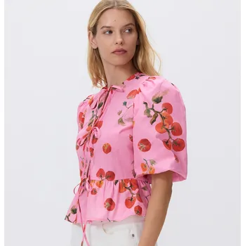 Reserved - Zavazovací halenka s peplumom - růžová - 563HV-30X - 563HV-30X-L