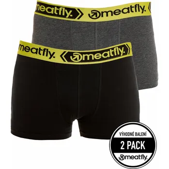 Boxerky Meatfly Pánské Meatfly pánské boxerky Balboa Boxershorts Double Pack Grey Heather/Black | Černá | Velikost Černá S (2779305)