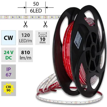 LED páska McLED ML-126.006.90.2 LED pásek SMD2835 CW, 120LED/m, 9,6W/m, DC 24V, 810lm/m, CRI90, IP67, 10mm