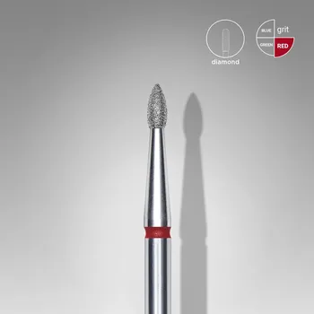 Bruska na nehty STALEKS Diamantová fréza FA60R018/4, červená, ostrý pupen