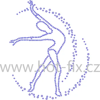 CG005 - gymnastka nažehlovací hot-fix kamínková aplikace na textil, rozměry cca 12,4x15,3cm barva: polobroušené kameny barva 201 AB Crystal /stříbrná s duhovým efektem