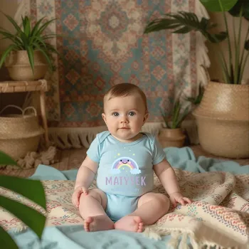 Body DUHA s vlastním jménem Barva: Modrá, Velikost: 62-68 (3-6 měsíců)