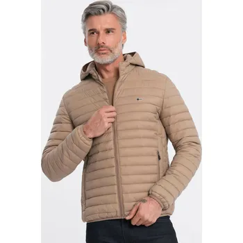 Pánská bunda Ombre Clothing Pánské Béžová pánská lehká prošívaná bunda Ombre Clothing Béžová L (2318058)