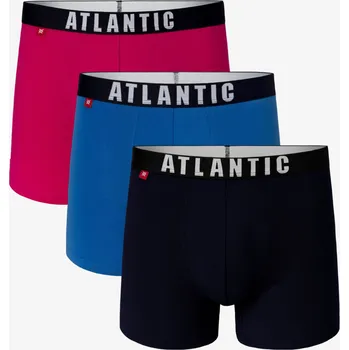 Atlantic Pánské 3-BALENÍ Pánské boxerky ATLANTIC - růžové, modré, námořnické Modrá XL (2668690)