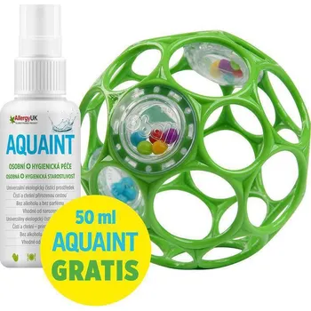 Hračka pro kojence Bright Starts Míček OBALL RATTLE s chrastítkem 10 cm + Aquaint 50 ml zdarma Zelená