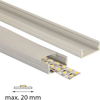 Stavební profil McLED ML-761.009.43.1 Přisazený hliníkový profil PF, 24x10 mm, matný difuzor, komplet, 1 m