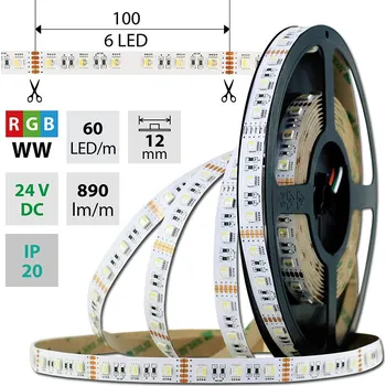 LED páska McLED ML-128.635.60.0 LED pásek SMD5050 RGB + WW, 60LED/m, 19,2W/m, 890lm/m, IP20, DC 24V, 12mm,